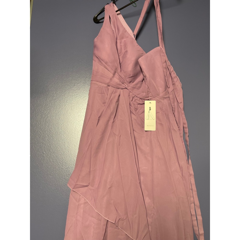 Wear Your Love Mauve One Shoulder Chiffon High Low Bridesmaid Dress Size 6 NEW